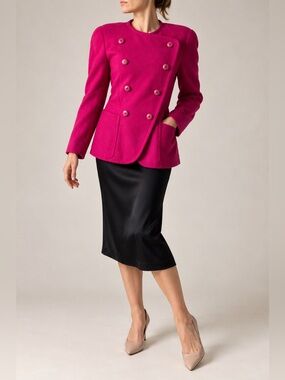 Escada Y2K Double-Breasted structural wool/angora Fuchsia Blazer